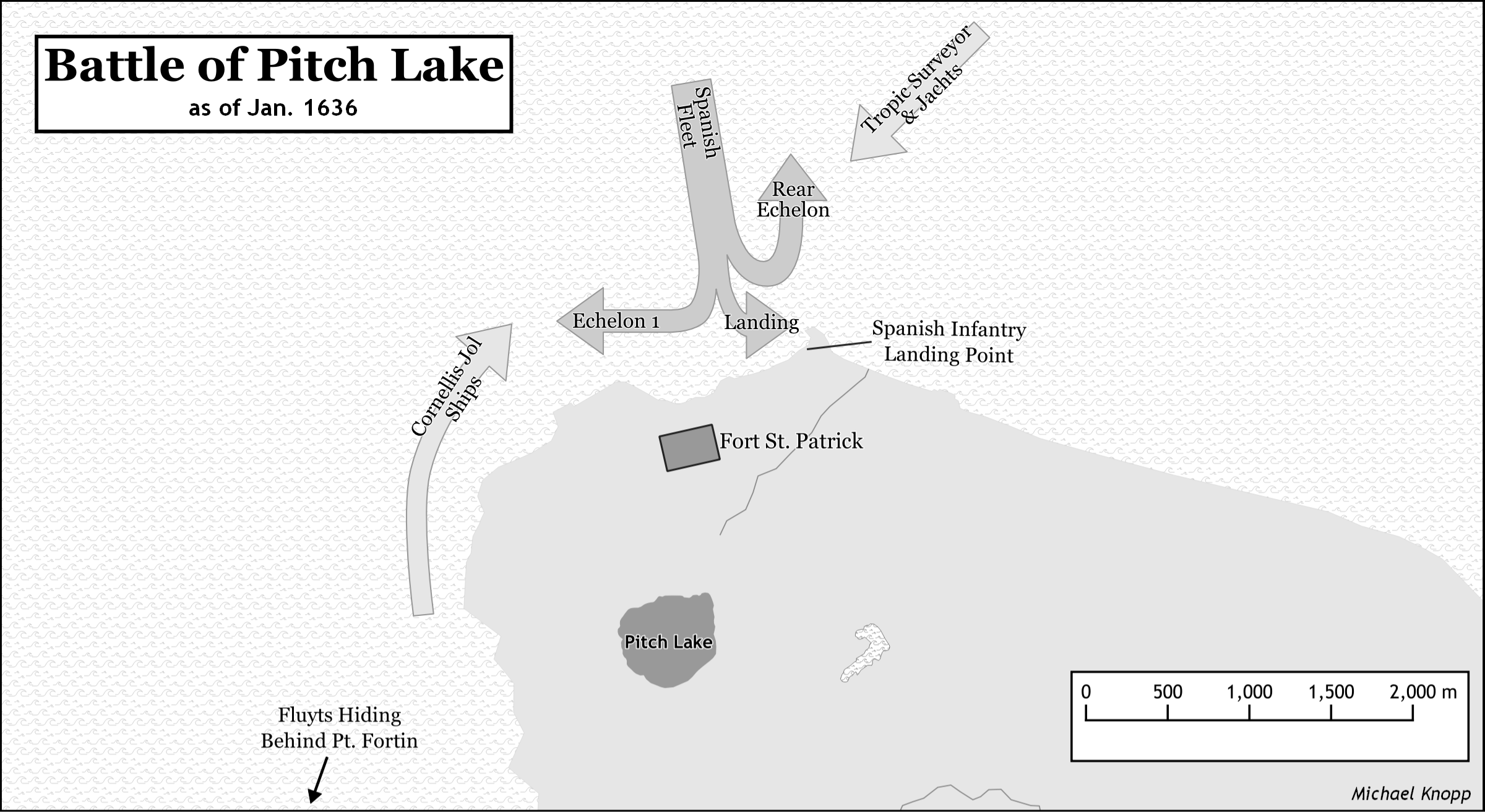 Map of the Battle of Pitch Lake